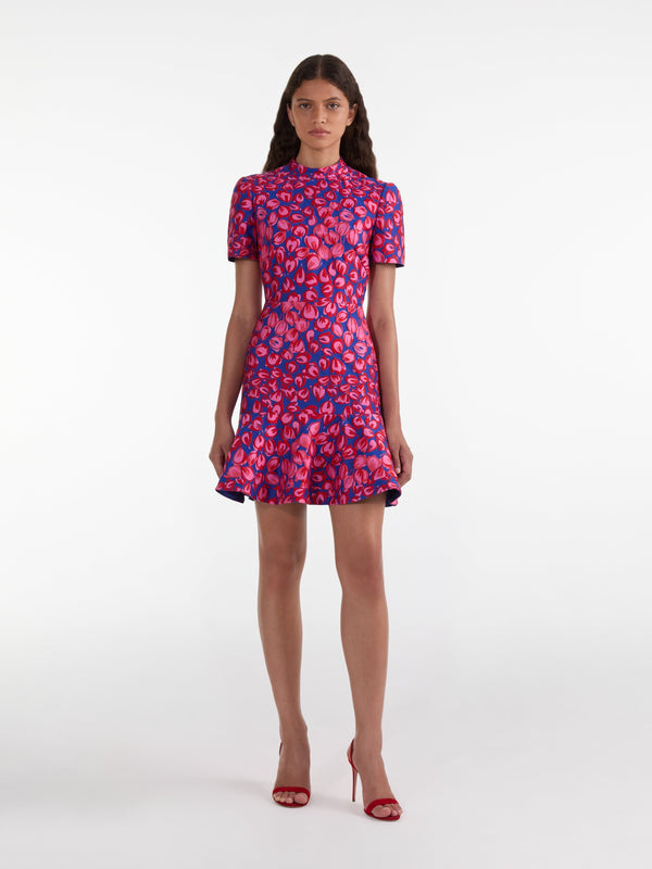 Saloni Min C Dress In Azure Flamingo