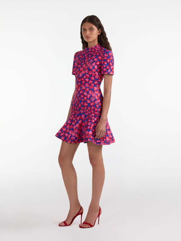 Saloni Min C Dress In Azure Flamingo