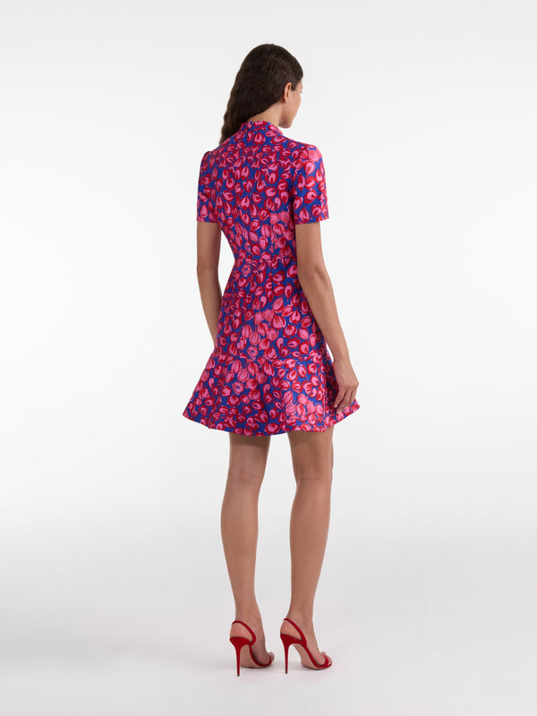 Saloni Min C Dress In Azure Flamingo