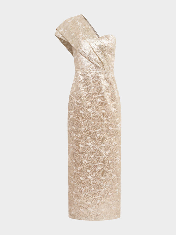 saloni Mona Dress in Pale Gold