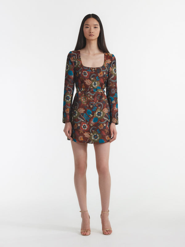 Saloni Natalya B Dress In Autumn Blooms