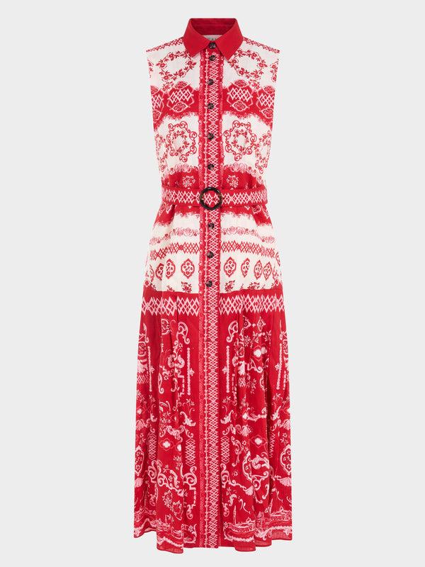 saloni Nya Dress in Vermilion Riviera