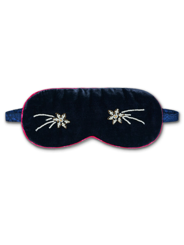 saloni Piped Eye Mask in Dark Navy