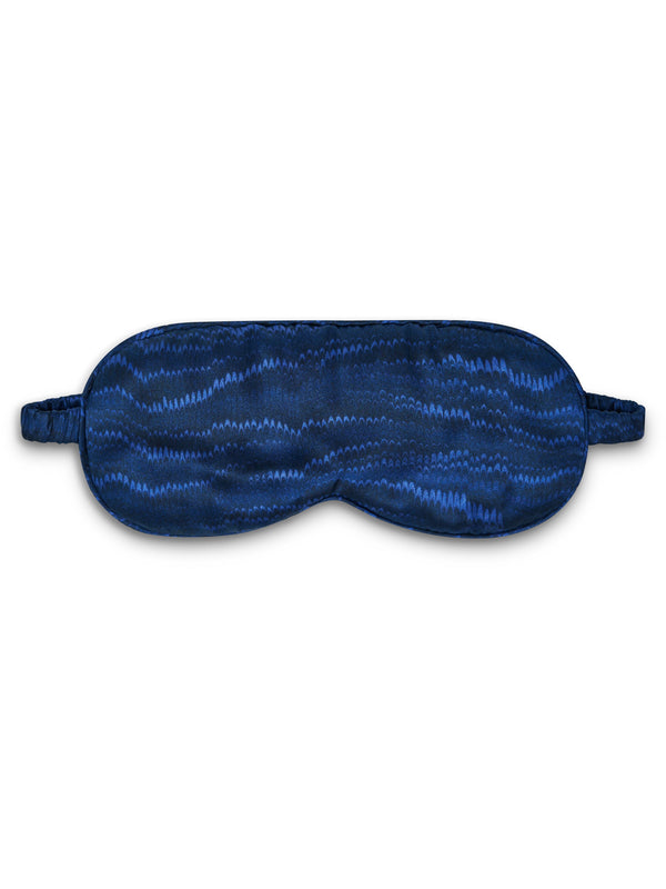 saloni Piped Eye Mask in Navy Marbling
