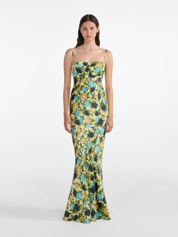Saloni Renee Dress In Lantana Aquatic