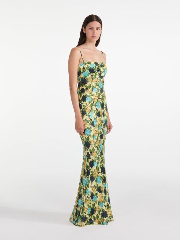 Saloni Renee Dress In Lantana Aquatic
