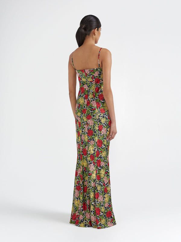 Saloni Renee Long Dress In Lantana Noir