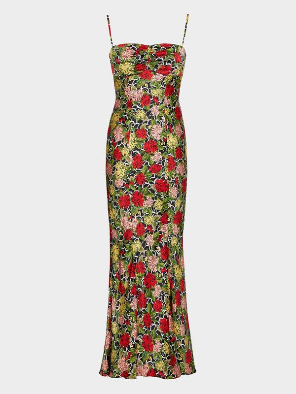 saloni Renee Long Dress in Lantana Noir