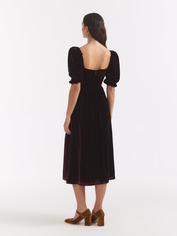Saloni Rhea Dress In Burgundy