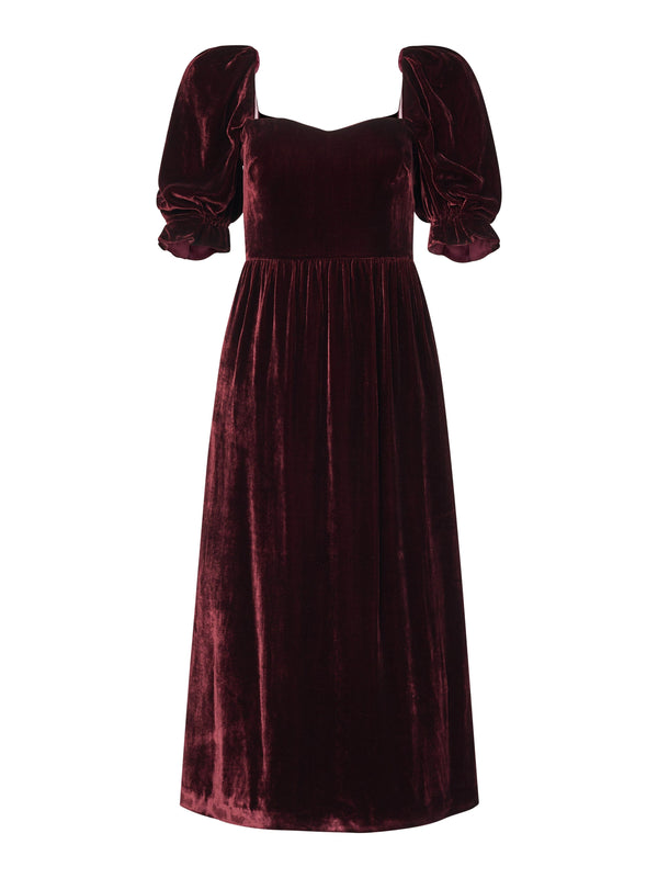 saloni Rhea Dress in Burgundy