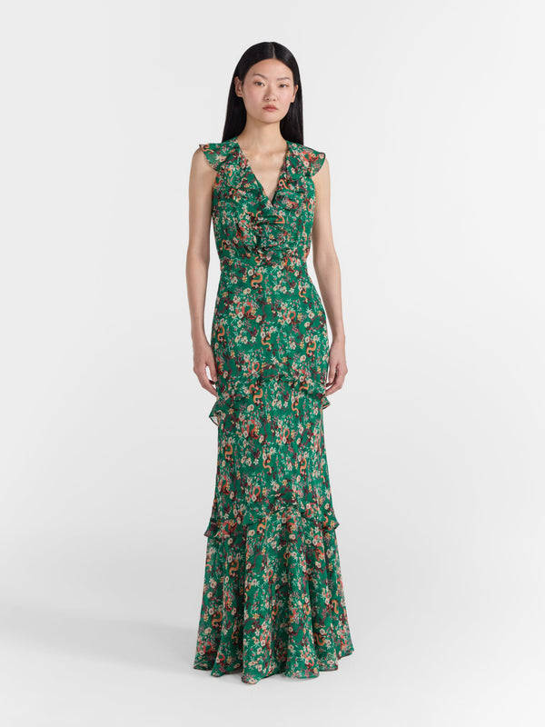 Saloni Rita Dress Emerald Hidden Ophidian