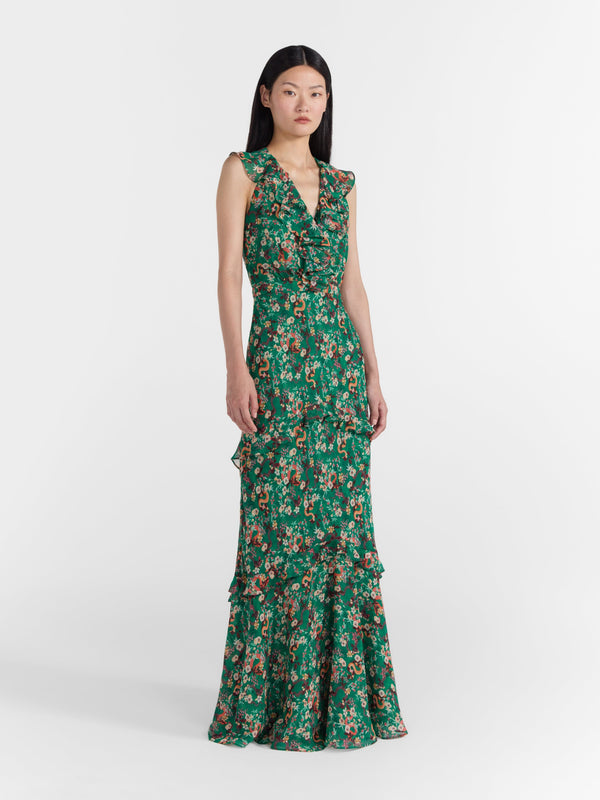 Saloni Rita Dress Emerald Hidden Ophidian