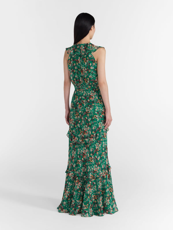 Saloni Rita Dress Emerald Hidden Ophidian