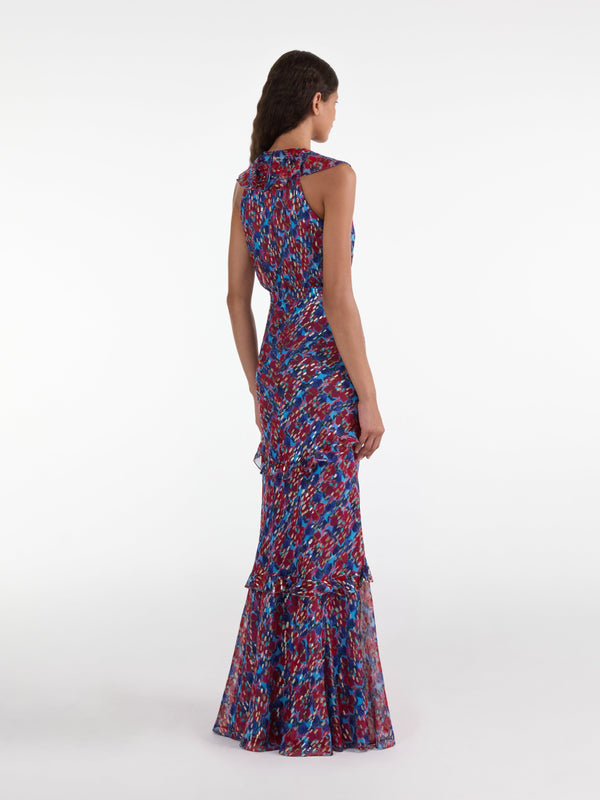 Saloni Rita Dress In Quail Sky