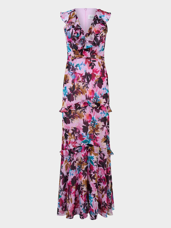 saloni Rita Dress in Watercolour Flourish