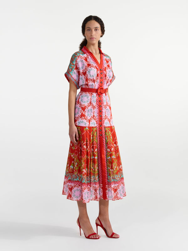 Saloni Riya B Dress In Cicchetti Coral