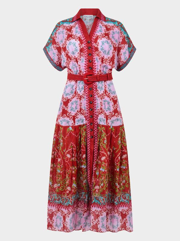 saloni Riya B Dress in Cicchetti Coral