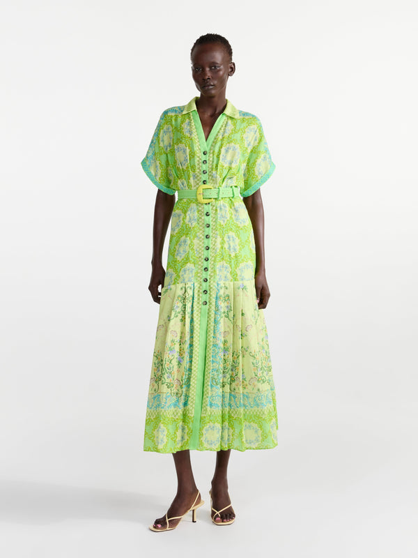 Saloni Riya B Dress In Cicchetti Lime