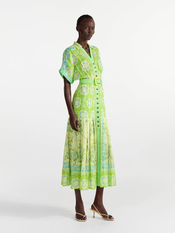 Saloni Riya B Dress In Cicchetti Lime