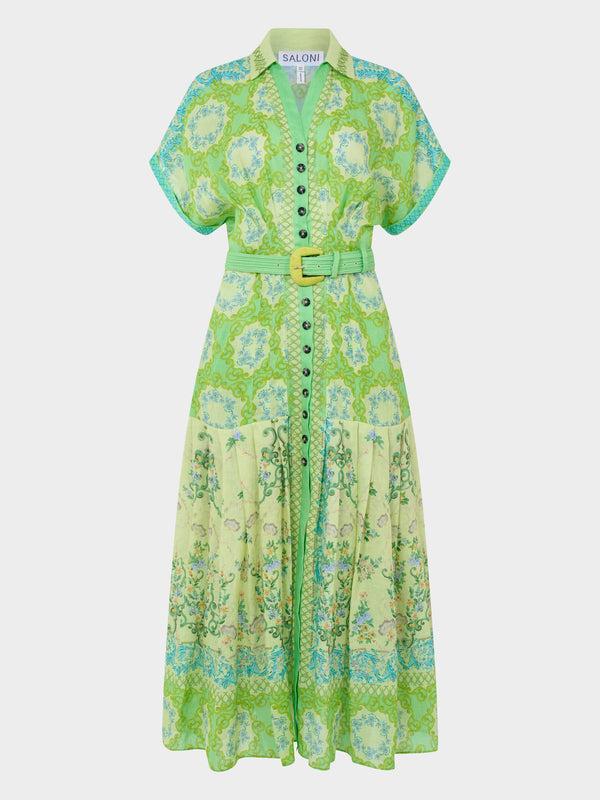 saloni Riya B Dress in Cicchetti Lime