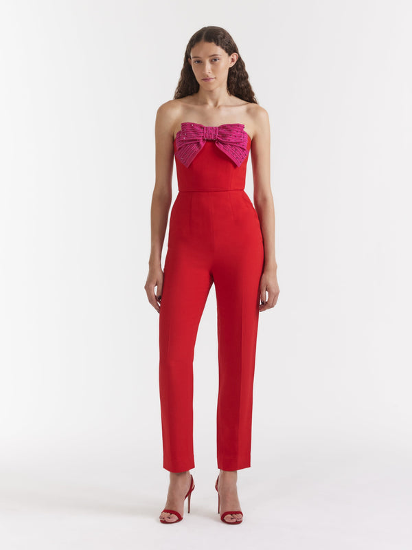 Saloni Sabine Jumpsuit In Scarlet