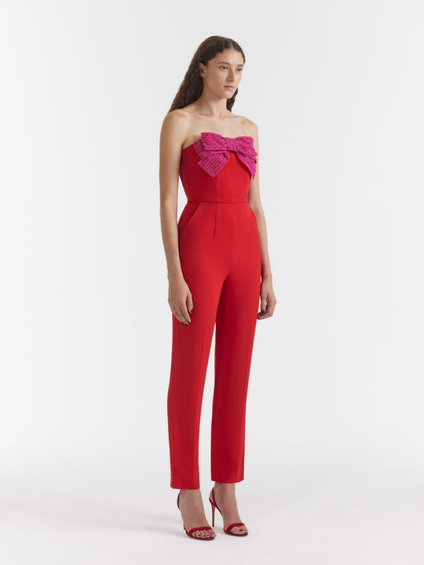 Saloni Sabine Jumpsuit In Scarlet