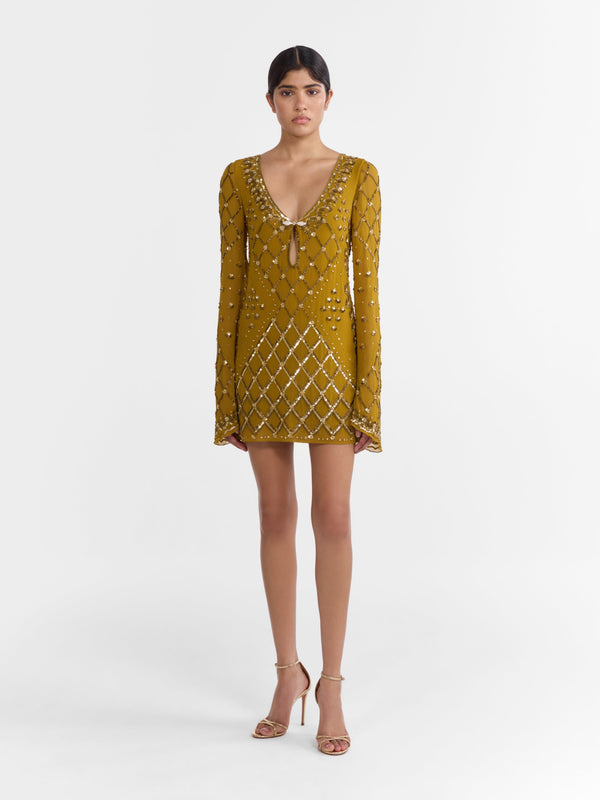 Saloni Sade Tunic Dark Gold Gilded Embroidery