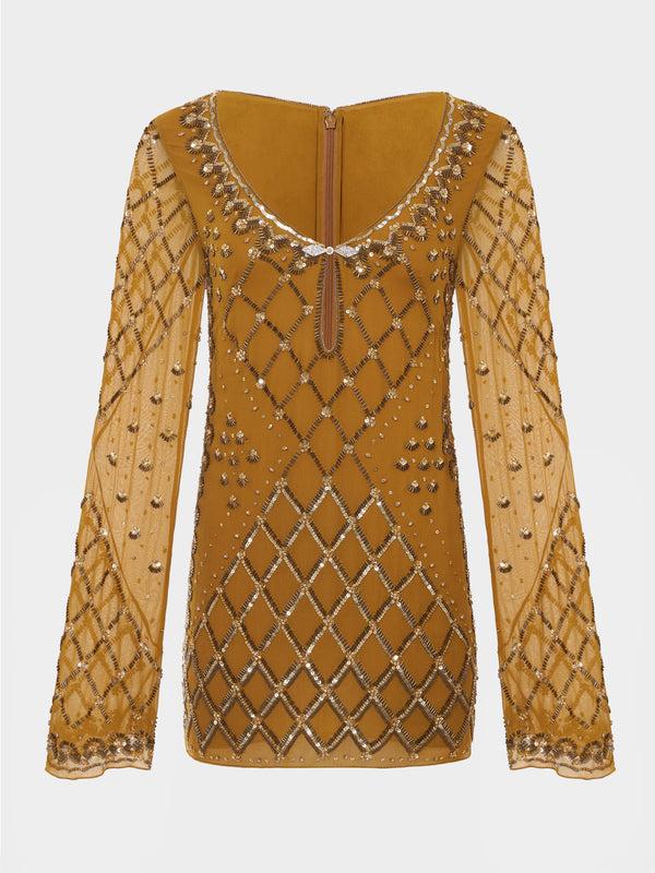 saloni Sade Tunic Dark Gold Gilded Embroidery