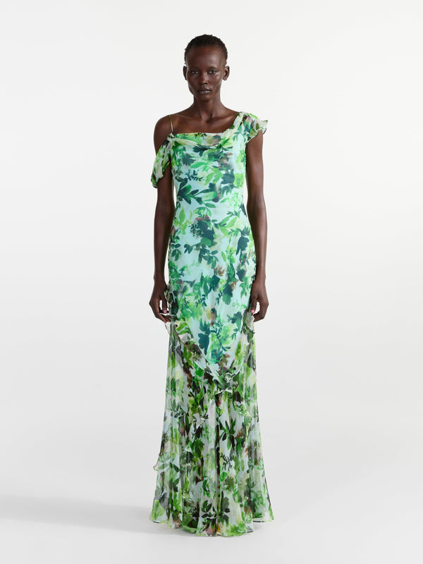 Saloni Seema Dress In Watercolour Garden