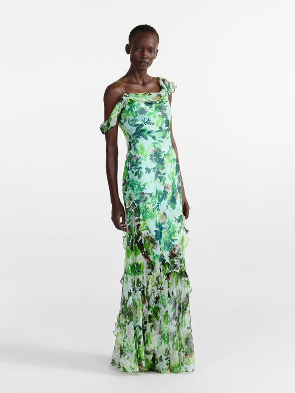 Saloni Seema Dress In Watercolour Garden