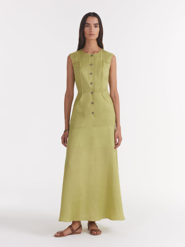 Saloni Sierra Dress In Kiwi