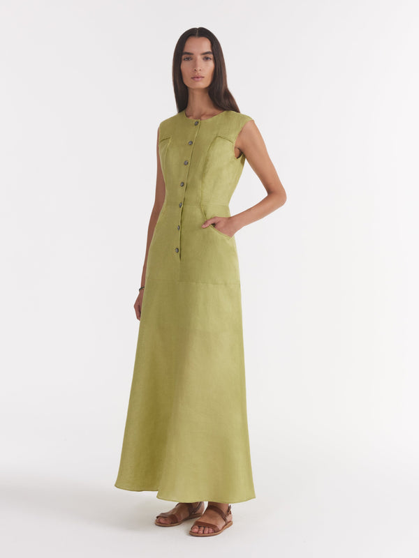 Saloni Sierra Dress In Kiwi