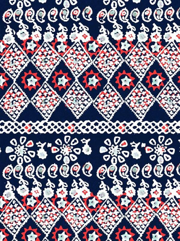 Saloni Silk Kimono Robe In Navy Batik