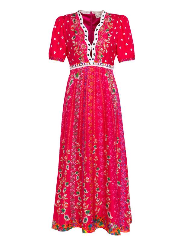 saloni Tabitha Dress in Fuchsia Falls print