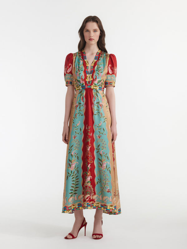 Saloni Tabitha Dress In Paisley Vines