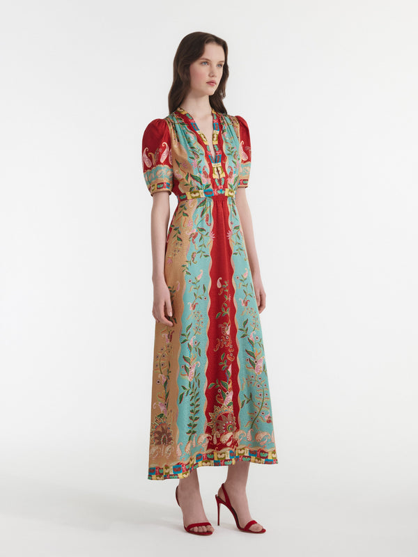 Saloni Tabitha Dress In Paisley Vines