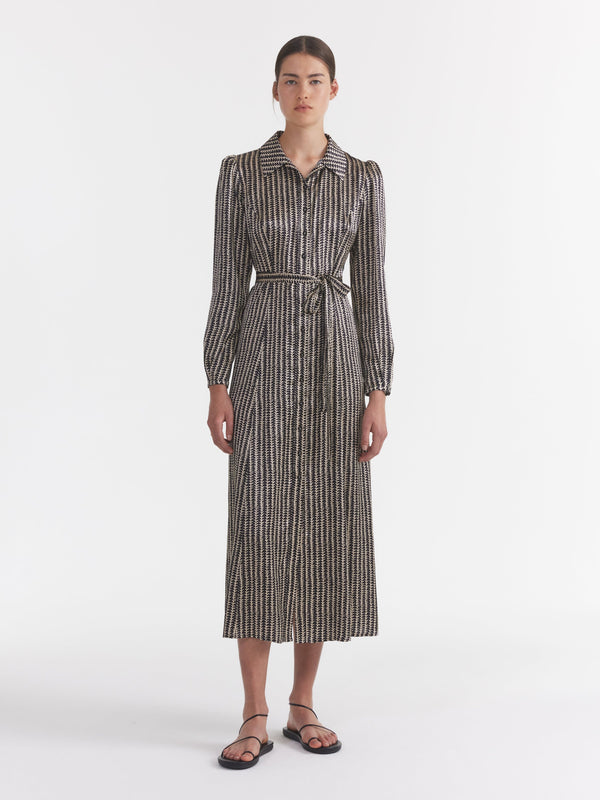 Saloni Vanessa-B Dress In Stem Noir Small