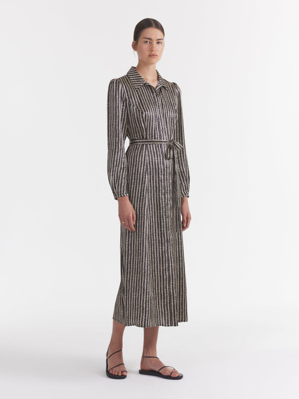 Saloni Vanessa-B Dress In Stem Noir Small