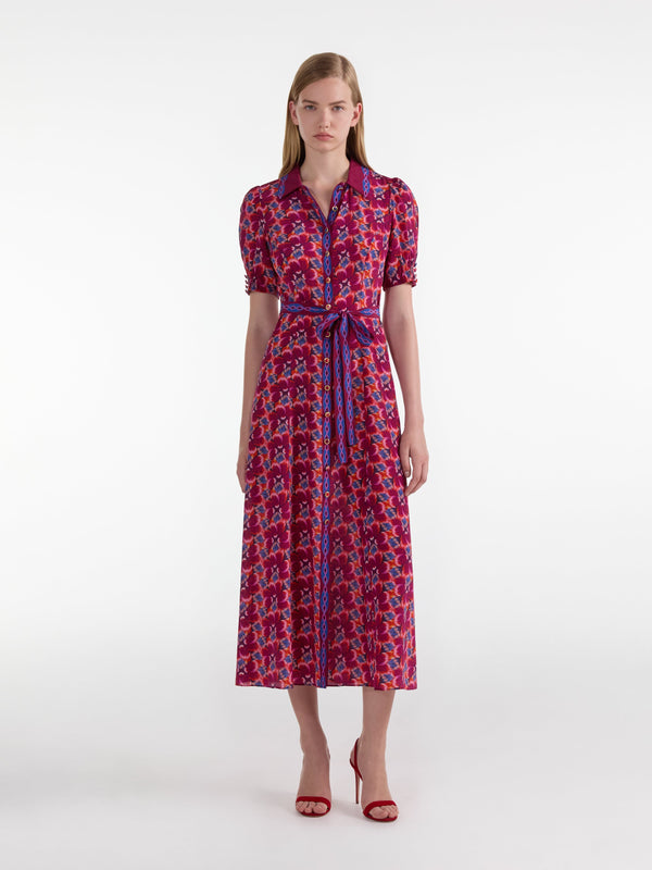 Saloni Vanessa D Dress In Quail Magenta