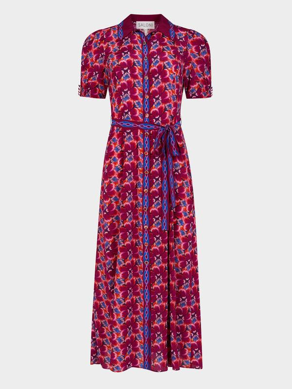 saloni Vanessa D Dress in Quail Magenta