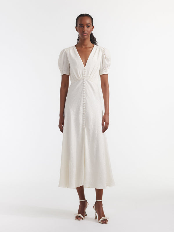 Saloni Venyx Lea Long Dress In Ivory