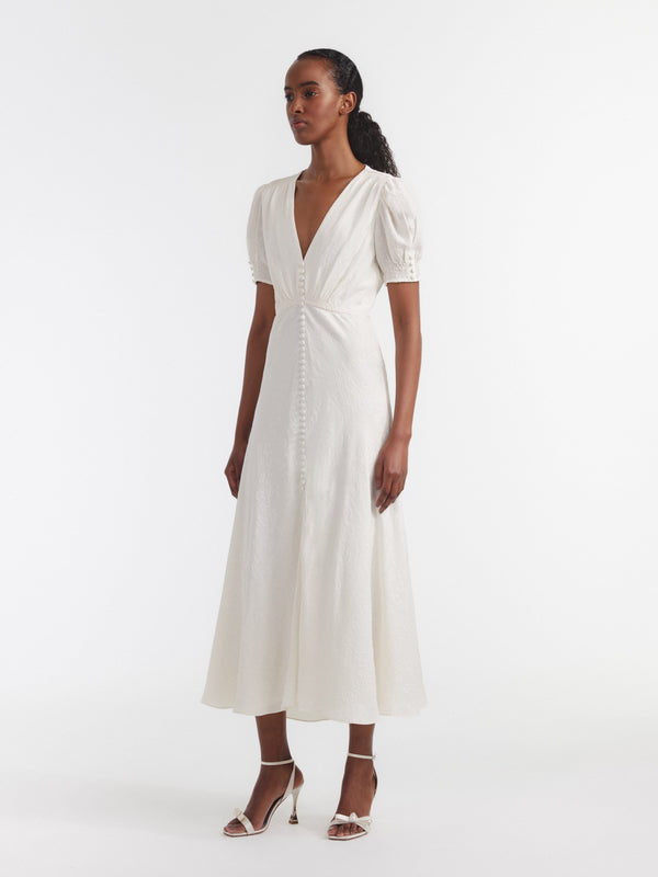 Saloni Venyx Lea Long Dress In Ivory