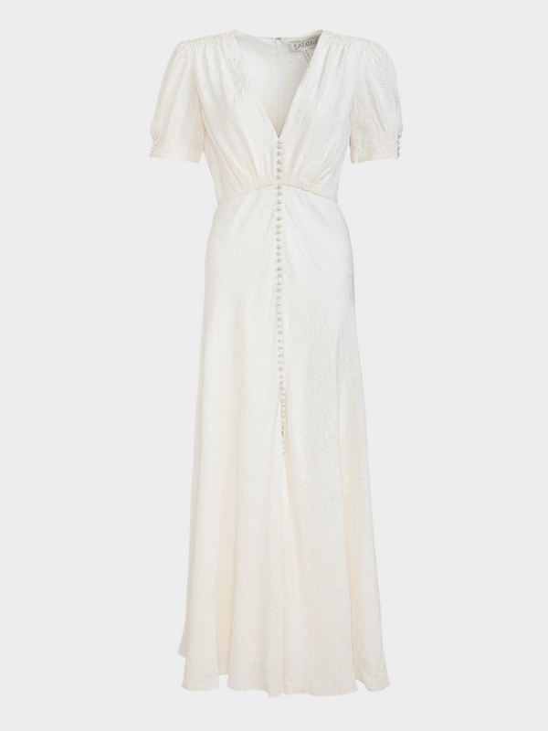 saloni Venyx Lea Long Dress in Ivory