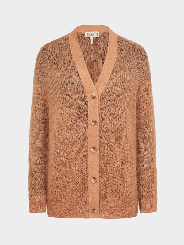 saloni Venyx Oversized Cardigan in Camel