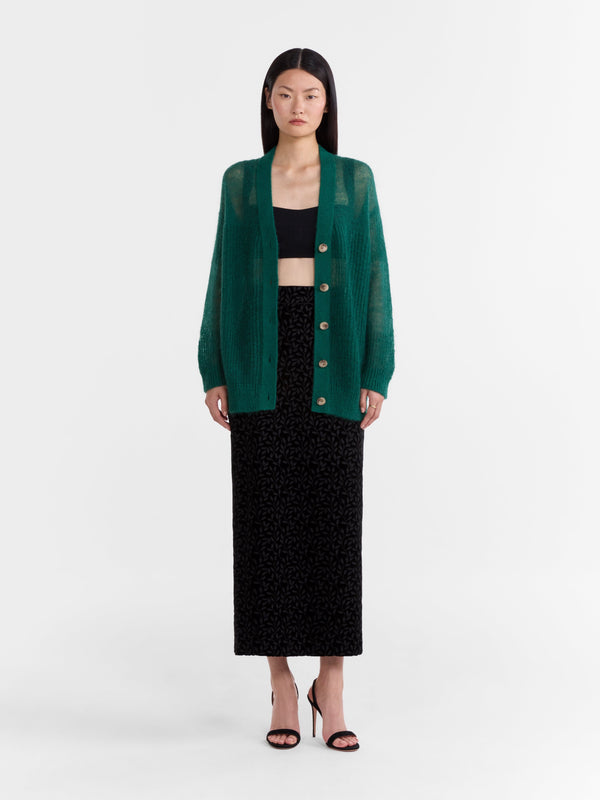 Saloni Venyx Oversized Cardigan In Jade