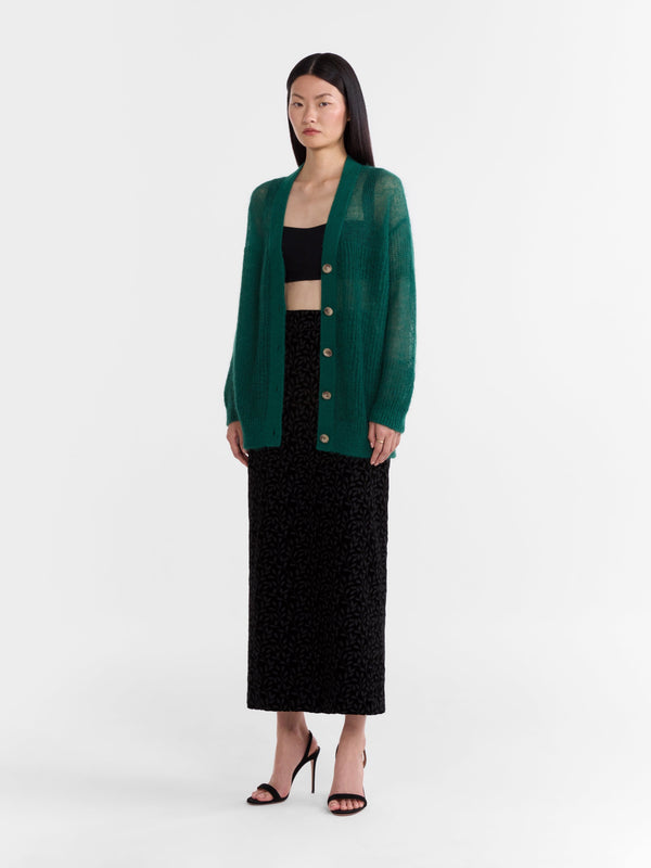 Saloni Venyx Oversized Cardigan In Jade