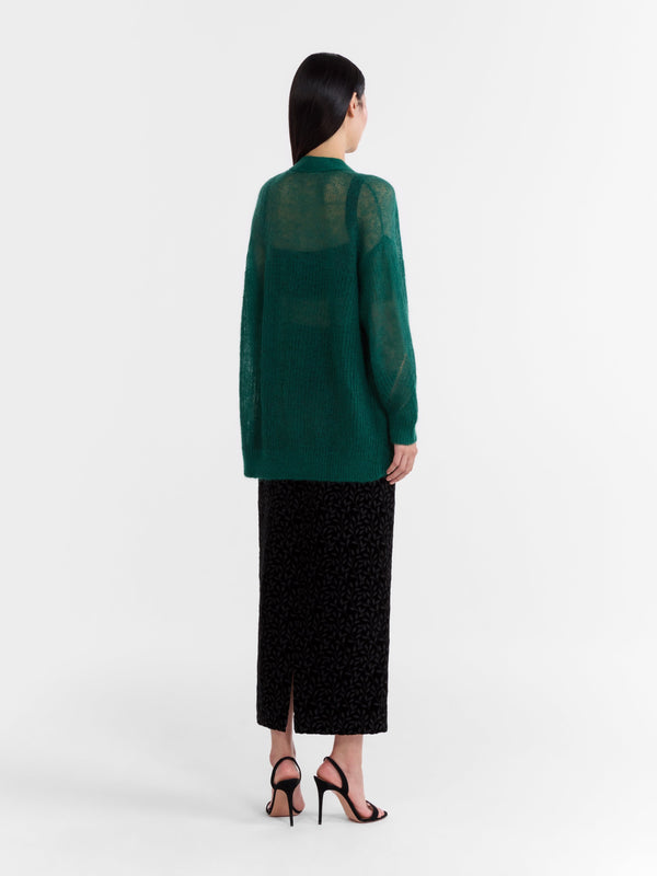 Saloni Venyx Oversized Cardigan In Jade