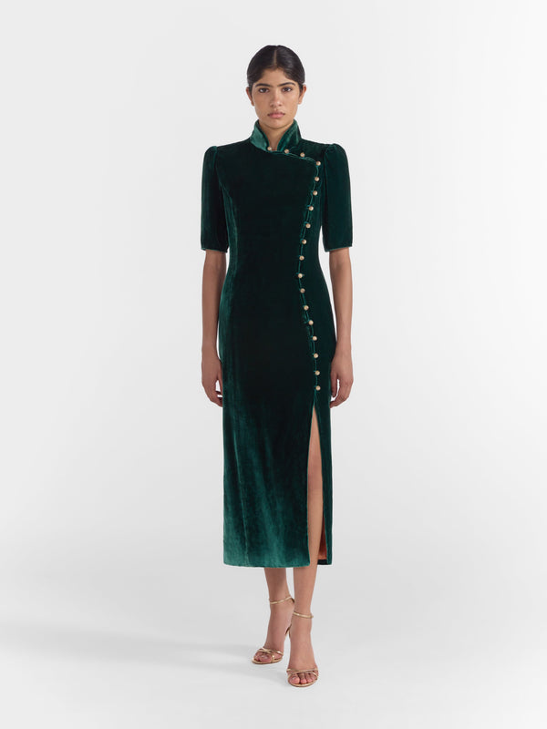 Saloni Venyx Taro Dress In Jade
