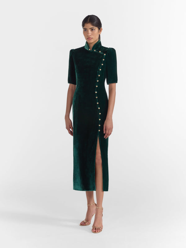 Saloni Venyx Taro Dress In Jade