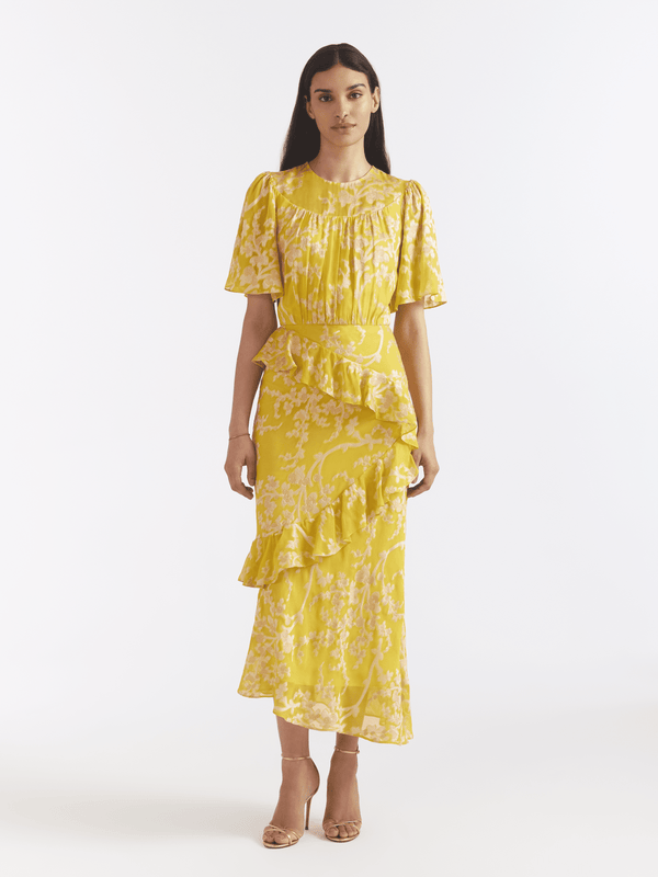 Saloni Vida B Dress In Bright Lemon